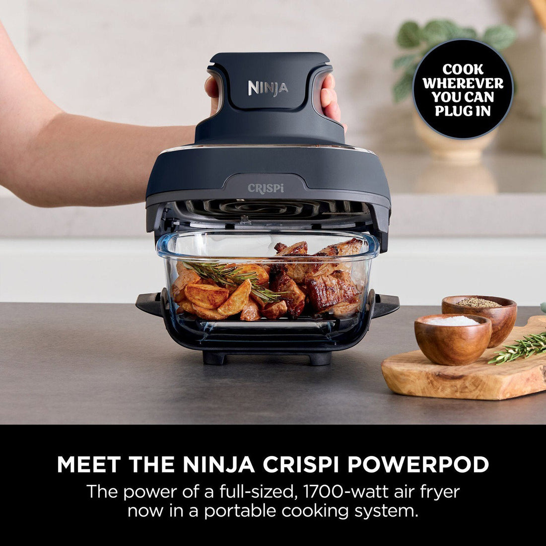 Ninja CRISPi PowerPod 4-in-1 Portable Air Fryer with CleanCrisp Glass Containers - FN101UKGY