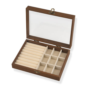 LIVMORE Patterned Jewellery Box (Size 7x5x2 in) - Cream & Cream