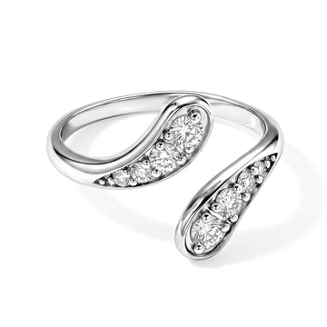 Lucy Q - Lab Grown Diamond Bypass Ring in Rhodium Overlay Sterling Silver 0.40 Ct.