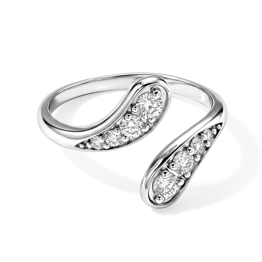 Lucy Q - Lab Grown Diamond Bypass Ring in Rhodium Overlay Sterling Silver 0.40 Ct.