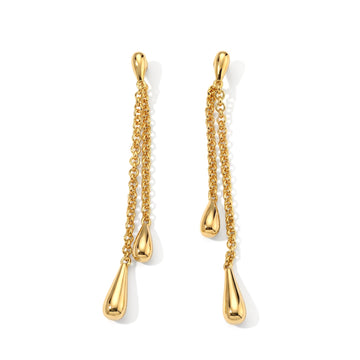 Lucy Q - Double Teardrop Earring in Yellow Gold Plated Sterling Silver