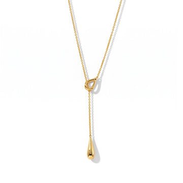 Lucy Q - Teardrop Lariat Necklace (Size - 18) in Yellow Gold Plated Sterling Silver