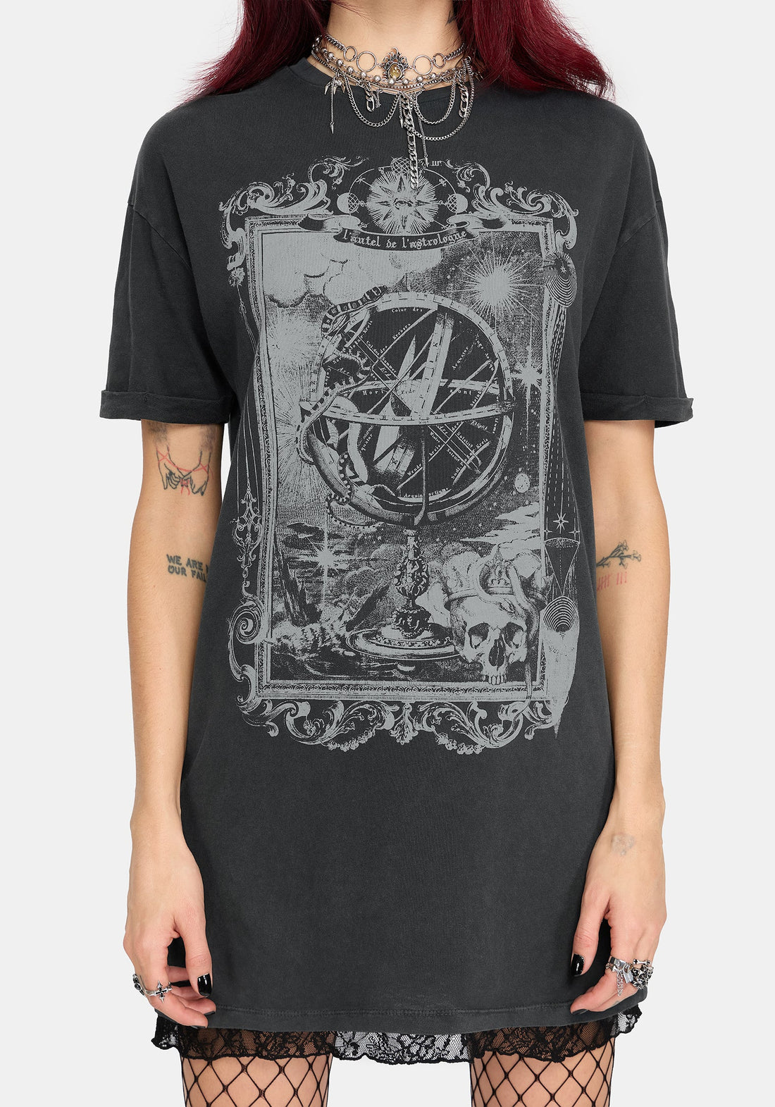 Ottilie Widow Lace Layer Graphic Tee Dress