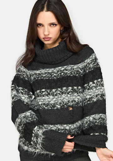 Harlow Stripe Roll Neck Knit Jumper