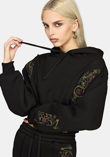 Ouro Embroidered Cropped  Hoodie