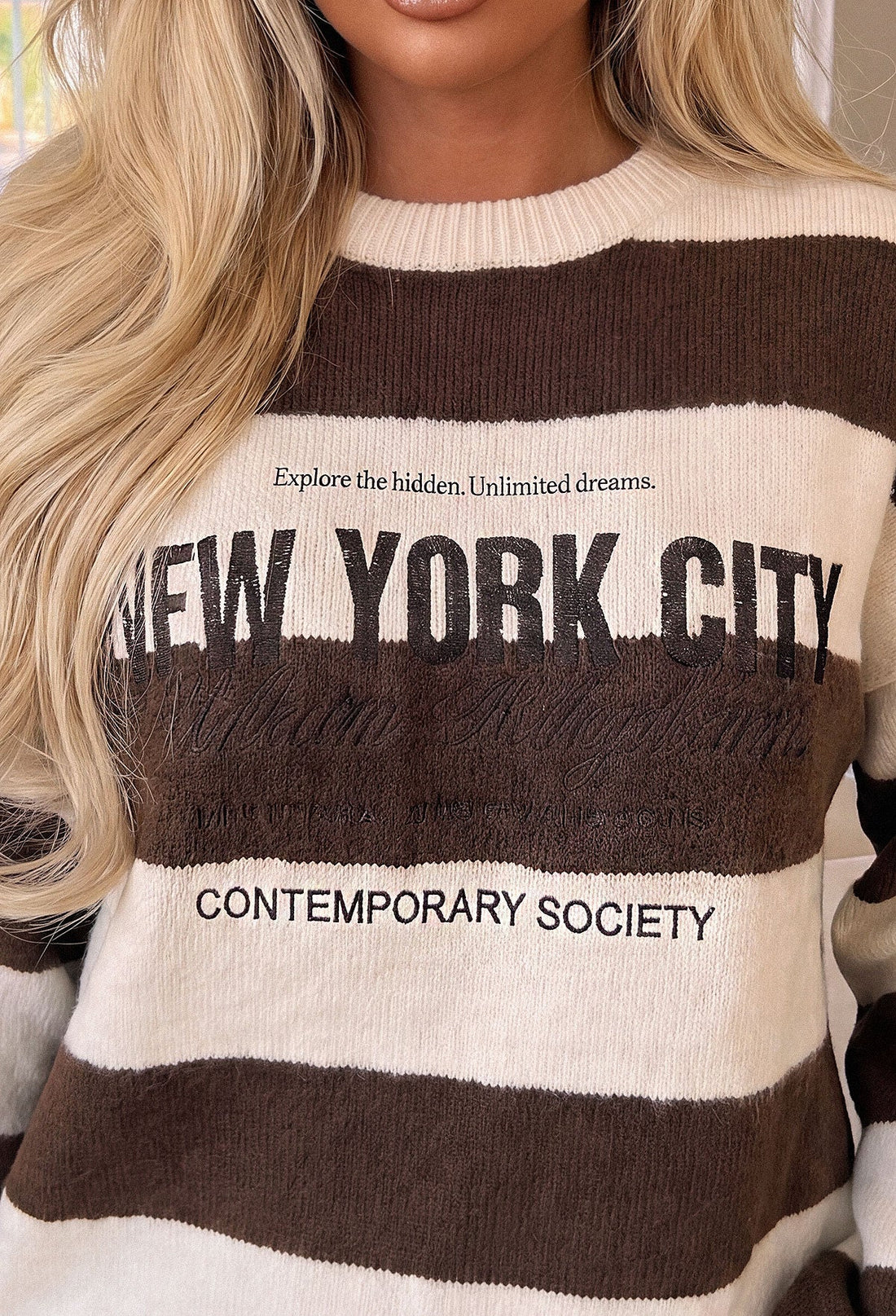 Malia Beige Stripe New York City Jumper